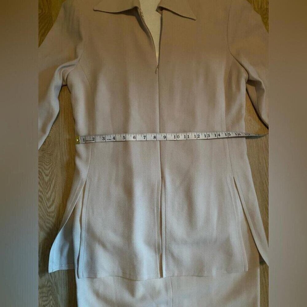 Cream 90s Vintage Blazer Dress Medium Quiet Luxury Minimalist Corporate Chic - Picture 8 of 14